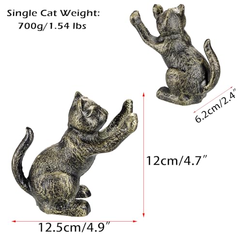 2 Pack Cat Decorative Bookends for Shelf - Cast Iron Book Ends Cute Dog Bookend Support for Home Decor, Heavy Duty Book Stands Vintage Antique Shelf Decor for Reading Enthusiasts or Cat Lovers - style: Cat Shape