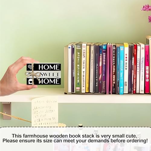 Mini Decorative Books For Home Decor, Small Wood Book Stack For Table Decor, Home Decor Book For Living Room Mantel, Farmhouse Stacked Books Decorative（L42） - color: black Home sweet