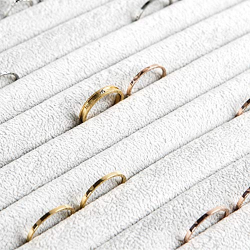 Frebeauty Rings/Earrings Organizer Tray with Clear Lid 10 Slots Velvet Drawer Insert Jewelry Storage box with Glass lid Jewelry Display Case Showcase Gift for Girls Women (Grey, 10 Slots) - color: Grey, size: 10 Slots