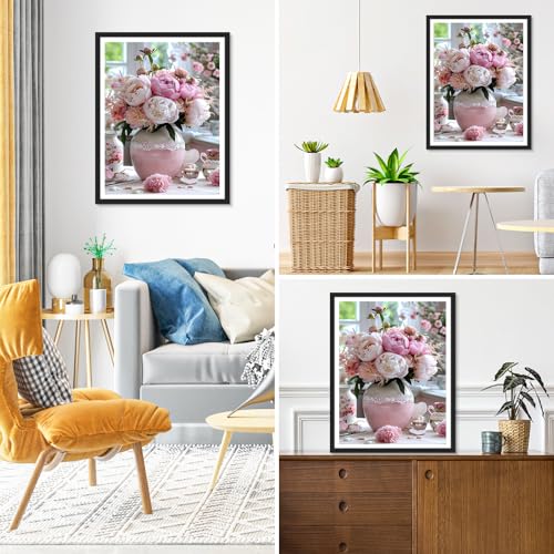 Auremi Flower Vase Diamond Art Painting, 5D Flower Diamond Painting Kits, Full Drill Diamond Dots Paintings for Beginners, Crystal Art Painting Kits for Home 30x40 cm