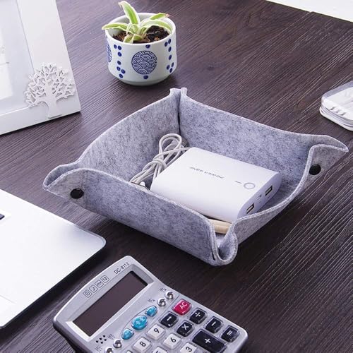 Felt Valet Tray, Fold Felt Desktop Storage Basket Makeup Organizing Basket for Home Office Writing Desk Lovely Caddy Containers (Multi-Color,6-Pack)