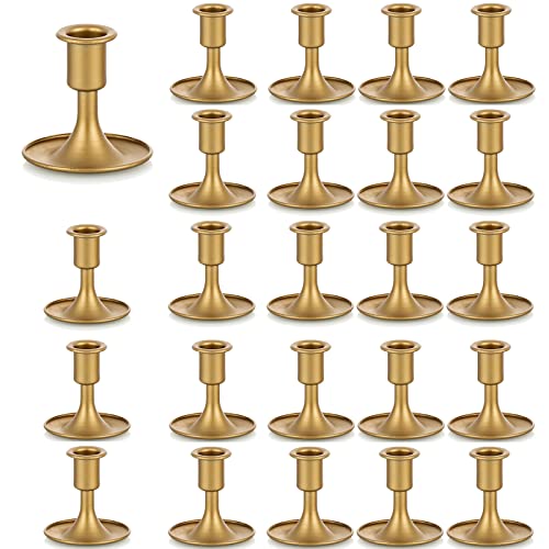 Candlestick Holders Taper Candle Holders, Romadedi Gold Candle Stick Candle Holder for Table Centerpiece, Wedding Reception, Festive Christmas Mantel Decoration or Home Decor, Set of 24 - color: Gold, size: 24 pcs