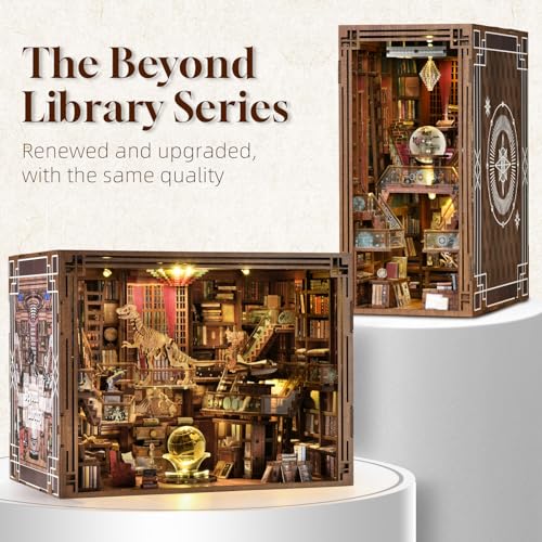 MiniCity Book Nook Kit, DIY Miniature Dollhouse Booknook Kit, 3D Wooden Puzzle Bookend Bookshelf Insert Decor with LED Light for Teens and Adults (Beyond Library Max) - style: Art Nouveau