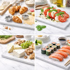 Marble Pastry & Cutting Board – 10x14 Inch Natural Stone Slab with Non-Slip Feet for Dough, Cheese, Baking, Serving, Charcuterie, Trivet – Easy to Clean Gift Tray. - color: White, size: 14"L x 10"W