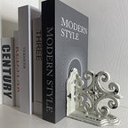 Decorative Bookends, Cast Iron Book Ends for Shelves, Set of 2 Heavy Duty Bookend Supports Book End Book Holder (Antique White)