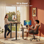 FEZIBO Standing Desk, 55 × 24 Inches Electric Height Adjustable, Sit Stand Up, Computer Office Desk with Splice Board, Black Frame/Rustic Brown TOP - color: Rustic Brown, size: 55x24