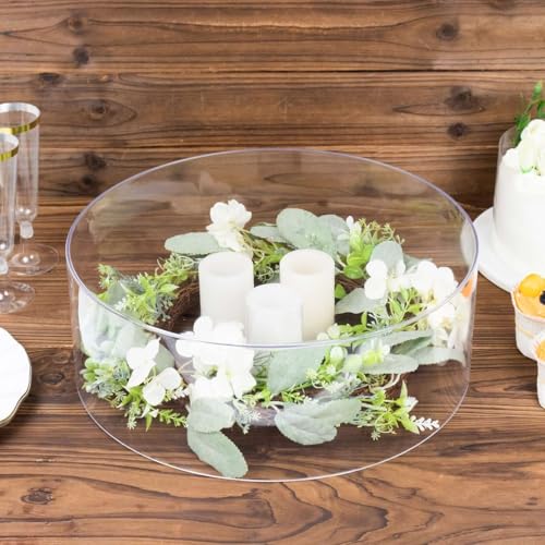 Efavormart 14" Round Clear Acrylic Cake Stand, Transparent Fillable Display Box, Pedestal Riser with Hollow Bottom for Weddings, Parties, Banquets, and Creative Dessert Displays - color: Clear, size: Clear14''