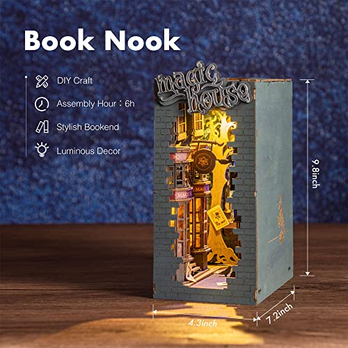 Rolife DIY Book Nook Kit Magic House, DIY Miniature Booknook Kit 3D Creative Decorative Bookend Bookshelf Insert 3D Puzzles for Adults, Halloween/Christmas Decorations/Gifts for Adults (Magic House) - color: TGB -Magic House