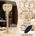 Candle Holder Candlestick Holders- 3Set Gold Crystal Pillar Candle Holders,Metal Candlestick Stands for Wedding Centerpieces,Table Decor for Church,Valentine's Day Housewarming Gift,9Pcs - size: 9Pcs