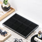 Jewelry Organizer Tray，Stackable Jewelry Drawer Organizer for Beads Rings Earrings Storage Display (Black, 12 Grids) - size: 12 Grids