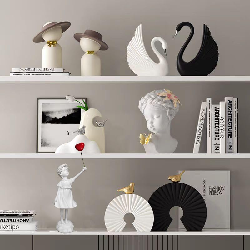 Banksy Street Graffiti Art Statue,Love Balloon Girl Room Decor,Resin Ornaments,Living Room Dining Desk Bookshelf Decorations(White) - color: 1-love Balloon Girl-white