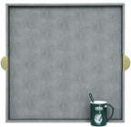 HofferRuffer Extra Large Square Serving Tray, Elegant Faux Leather Ottoman Tray with Gold Hardware Handles, Serve Tea, Coffee or Breakfast in Bed, 23.6 x 23.6 inches (Large Square) - color: Dark Grey, size: 23.6" x 23.6" x 2"