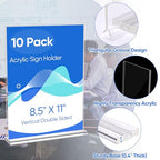 acrylic sign holder 8.5 x 11 Paper Stand 10 Pack Clear Double Side T Shape Acrylic Table Signs for Displaying, Flyer Holder Paper Card Holder for Office Business Store Mall Restaurants
