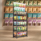 Retail Display Rack Stand, Snack Display Rack with Hooks, Metal Wire Storage Shelf, Snack Candy Display Organizer for Stores Kitchen Office(5-Tier 27.6x10.6x65.3 in)