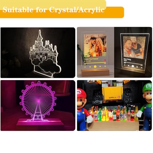 6 inch Rectangle Display Pedestal, Colorful Open Slot Rectangle Led Lights Display Base, Crystal Wooden Lighted Base Stand for Acrylic, Crystal, Night Light, Glass Resin Art