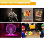 6 inch Rectangle Display Pedestal, Colorful Open Slot Rectangle Led Lights Display Base, Crystal Wooden Lighted Base Stand for Acrylic, Crystal, Night Light, Glass Resin Art