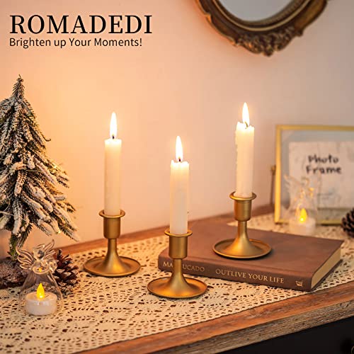 Candlestick Holders Taper Candle Holders, Romadedi Gold Candle Stick Candle Holder for Table Centerpiece, Wedding Reception, Festive Christmas Mantel Decoration or Home Decor, Set of 2 - color: Gold, size: 2 pcs