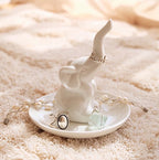 PUDDING CABIN White Elephant Gifts for Women, Wedding Ring Holder Dish, Elephant Gifts for Women Mom Friends, Aunt, Sisters, Birthday Engagement Bridal Shower Mothers Day Xmas Gift - style: Elephant White