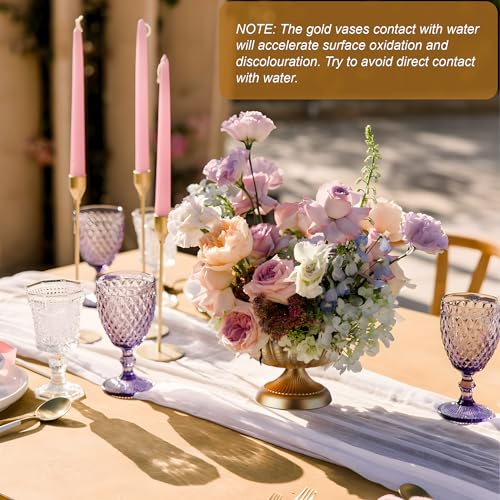 10 Pcs Compote Bowl Vases for Centerpieces Urn Vase, Metal Small Pedestal VaSe Gold Pot, Flower Arrangement for Wedding Anniversary Party Home Decor - color: 10 Pcs Golden