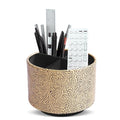 lizimandu Round Leather Art Supply Organizer,Remote Control Holder,360 Degree Spinning,Multi-Functional Pencil Holder,4 Compartments Desktop Stationary Organizer(1-Yellow Black) - color: 1-Yellow Black