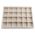 Oirlv Stackable Linen Jewelry Tray Adjustable 24 Grid Jewelry Storage Case for Drawer or Showcase - size: 24 Grids