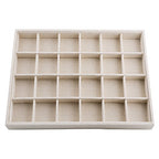 Oirlv Stackable Linen Jewelry Tray Adjustable 24 Grid Jewelry Storage Case for Drawer or Showcase - size: 24 Grids