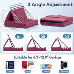 KDD Tablet Pillow Holder, Foldable iPad Stand for Lap, Bed and Desk -Tablet Soft Pad Dock with Pocket & Stylus Mount Compatible with iPad Pro 12.9, 10.5, 9.7 Air Mini 6 5 4 3, Galaxy Tab, E-Reader - color: Purple
