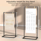 Welcome to Our Wedding Sign Stand, Adjustable Portable Seating Chart Holder for Wedding Entrance Reception, Black Metal Linen Fabric Display Easel with Design Bundle & Hanging Straps for Party Décor