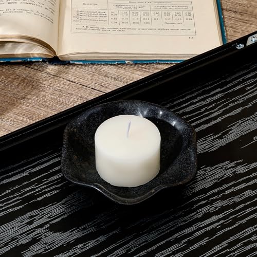 Koythin 2-Piece Ceramic Candle Holder, Aesthetics Candlestick Holders for Tea Lights, Lotus Leaf Shape Candle Stand for Mantle Table, Adorable Vintage Decor for Weddings Dining (Black) - color: Black
