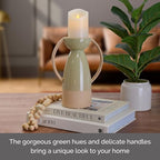 Elements Ceramic Pillar Candle Holder, for Use with Real Wax or Flameless Candles, 7.44x4.41x10 Inch, Green - size: 7.44" L x 4.41" W x 10" H
