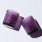 Woho 24pcs Purple Votive Candle Holders, Glass Tea Lights Candle Holder for Wedding Table Centerpiece, Studded Diamond Tealight Candle Holder for Tealight Candles/Votive Candles - color: Deep Purple