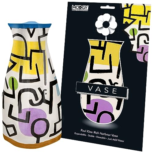 MODGY Collapsible and Expandable Flower Vase Plastic Decorative Modern Centerpieces Dining Table Decor Living Room Bathroom Wedding Office, Paul Klee Rich Harbour - style: Paul Klee Rich Harbour
