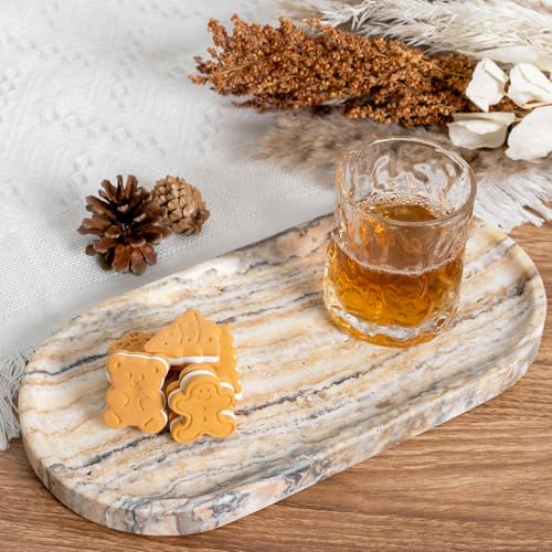 Koville Natural Marble Bathroom Tray for Decor Countertop, Marble Vanity Tray for Candles Perfume, Jewelry, Cosmetics, Stone Decorative Trays for Dresser Organizer(White Traonyx) - color: White Traonyx, size: 12" x 6" x 0.7"