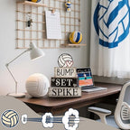 Yuntau 4 Pcs Volleyball Centerpieces for Table Volleyballs Tiered Tray Decorations Wooden Bump Set Spike Farmhouse Decorative Faux Book Stack Block Sign for Room Shelf Coffee Table Fireplace Mantel - style: Volleyballs