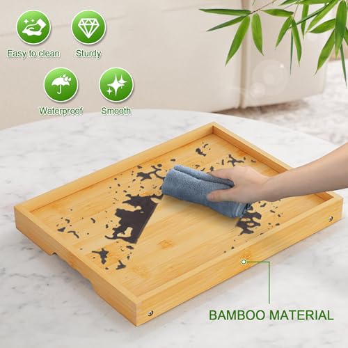 Youpehom Bed Tray Table with Folding Legs,Bamboo Breakfast in Bed for Kitchen Serving Tray,Sofa,Eating,Used As Laptop Desk Snack Tray 2 Pack (Bamboo) - color: Bamboo-2 Pack, size: Medium
