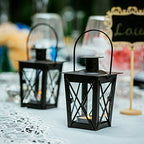 2 Pcs Tealight Lanterns Hanging Candle Holder, Metal Mini Decorative Led Tea Light Candleholder Decoration for Birthday Parties Wedding Centerpiece Relaxing Spa Setting (Black, 2 Pcs) - size: 2 Pcs