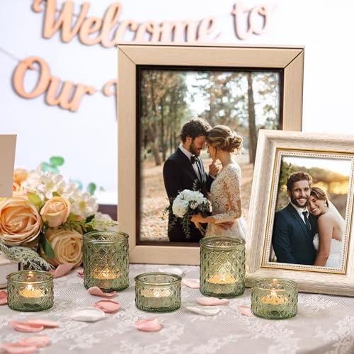 NITIME 24pcs Assorted Green Votive Candle Holders, Tealight Candle Holders for Table Centerpiece, Green Glass Candle Holder Decor for Wedding, Party & Home Decor - color: Green
