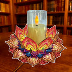 DIY Diamond Art Painting Candlestick Holders 5.71in Mandala Flower Shape Desk Candle Tray Tabletop Ornaments for Wedding Ramadan Party Home Table Centerpiece-Mandala12 - color: Mandala12