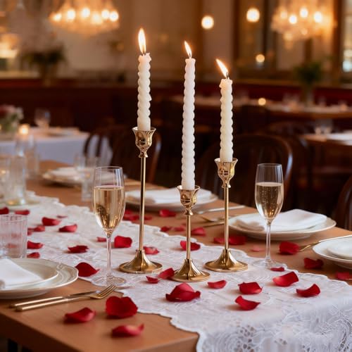 6Pcs Candlestick Holders,Brass Gold Metal Taper Candle Holder for Pillar Candles Sticks Holder for Wedding Fireplace Table Centerpiece Mantel Housewarming Gift - color: Gold