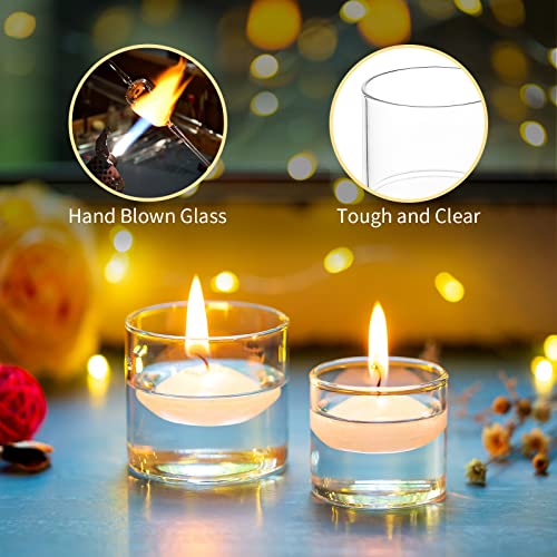 Romadedi Clear Tealight Candle Holder - Glass Votive Table Bulk Small Wedding Decor Centerpiece Floating Tea Lights for Christmas Party Birthday Home Pack of 12 - size: 2x2.2inch