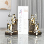 Goddess of Justice Resin Statue Bookend Set of 2 Lady Justice Sculpture - Athena Statue Home Decor, Lawyer Office Desk Organizer, Legal Theme Gift