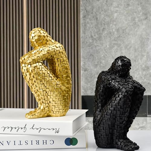 Mosaic Decorative Bookends, Modern Mosaic Abstract Sculptures, Simple Fashion Resin Abstract Statue, Modern Book Ends for Shelves, Decor Bookends for Desk, Library, Office, Shelf Decoration ( Color : - color: B