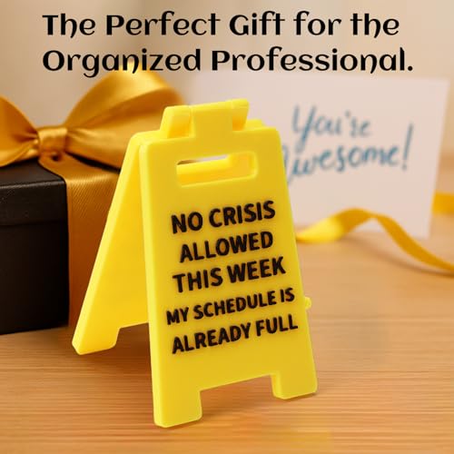 No Crisis Allowed This Week Office Desk Decor Sign, 3D Printed Double-Sided, Motivational Quote Decorations for Cubicle, Funny Coworker Gifts for Women Men, Gag Team Gift for Teammate Employee Boss - color: NO CRISIS ALLOWED