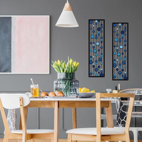 ShxTrade Geometric Metal Wall Decor, Modern Minimalist Geometric Wall Art 3D Abstract for Living Room Metal Wall Sculpture Hanging for Home Bedroom Office (Blue) - color: Blue