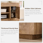 OKD Modern 70" TV Stand, Entertainment Center for TVs Up to 80", Media Console with Large Open Storage & Side Cabinets, Thick Wood Design for Living Room, Light Knotty Oak - color: Light Knotty
