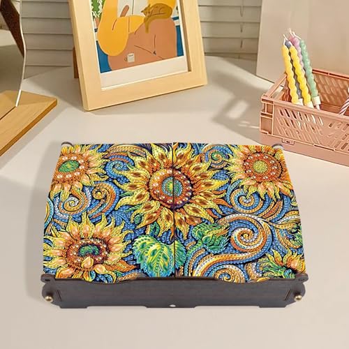 Tontut Diamond Painting kit Storage Box, Sunflower DIY Multifunctional Handmade Storage Box, Suitable for Home Holiday Gifts - color: Sunflower