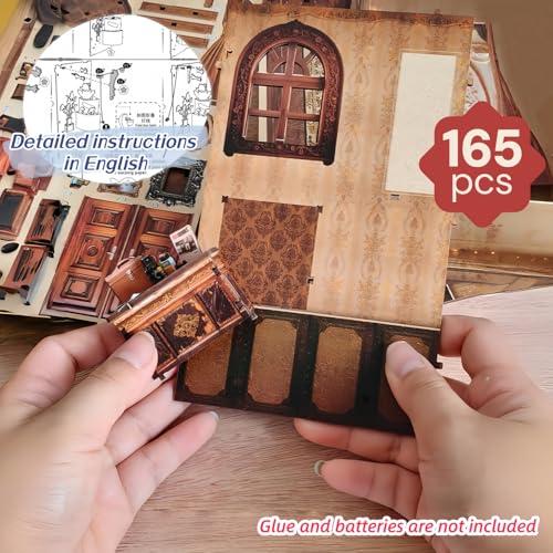 DIY Nostalgic Photo Studio Book Nook, Vintage Photography Scene Model, Time Memory Theme 3D Bookend for Adults