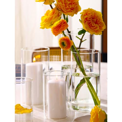 Hurricand Candle Holder 6 PCS, Glass Pillar Candle Holder, Clear Glass Cylinder Candleholder Glass Cylinder Vase for Centerpieces Wedding Party Decoration - color: Clear Glass Candle Holder-6pcs
