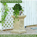 19.57" Tall Garden Pedestal Stand for Statues, Heavy Duty Magnesium Oxide Plant Stand, Weatherproof Outdoor Pedestal for Sculptures, Flower Pots, Decor – Sturdiness Plinth Base Statue Riser
