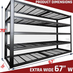 67" W Garage Shelving Heavy Duty, 18" D Garage Shelves, 78" H Adjustable Storage Shelving Unit, 5 Tier Commercial Metal Shelves for Warehouse, Basement, Shop, 67" W x 18" D x 78" H - size: 68"Wx18"Dx78"H | 5 Tier